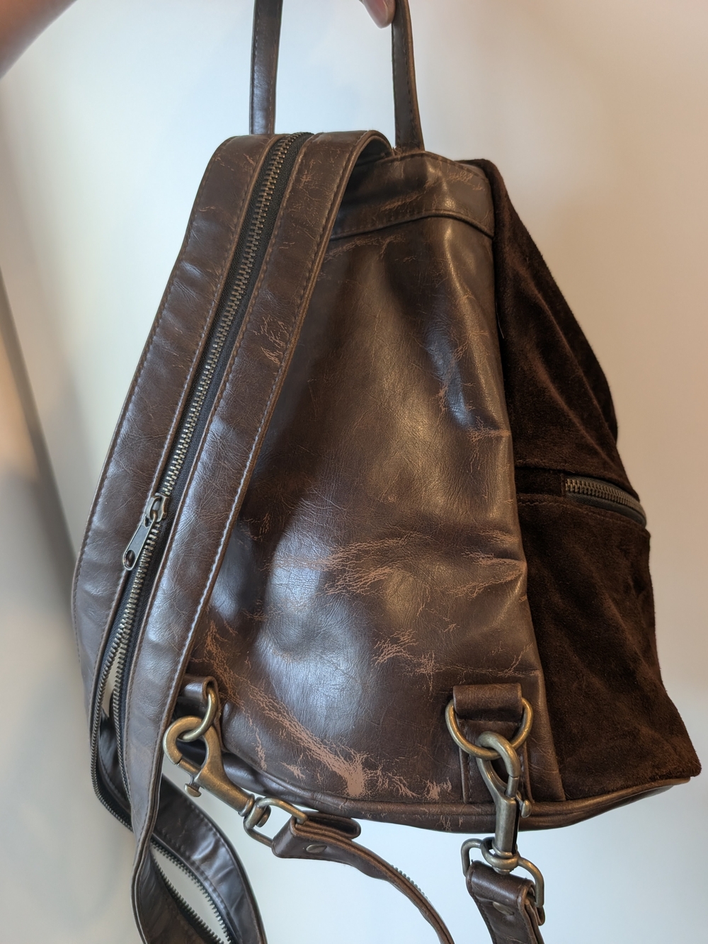 VTG Jeanne Lottie Canada Suede & Leather Convertible Backpack | Rare Slouchy Bag - Picture 5 of 16